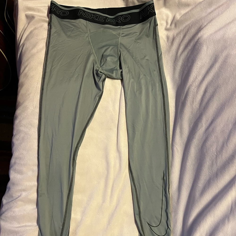 Size L Nike Pro Dri-FIT Men's Tights Jade Smoke Green (looks gray) DD1913-357